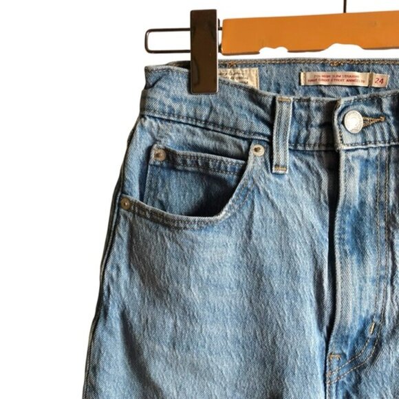 Levi’s 70s High Slim Straight Jeans Size 24 Light Wash Vintage Stonewash Style - Picture 5 of 15